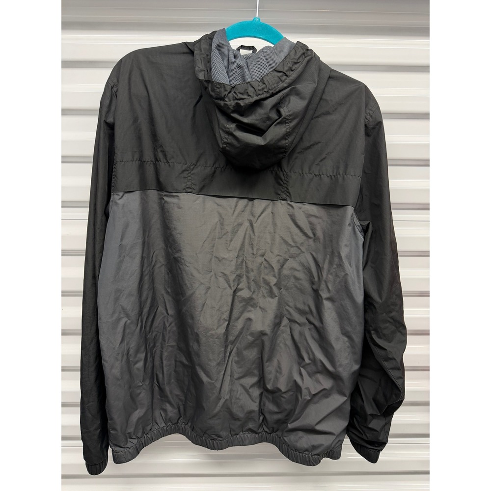 Nike Mens XL Full Zip Hooded Windbreaker Jacket Black Grey Mesh Lined Colorblock